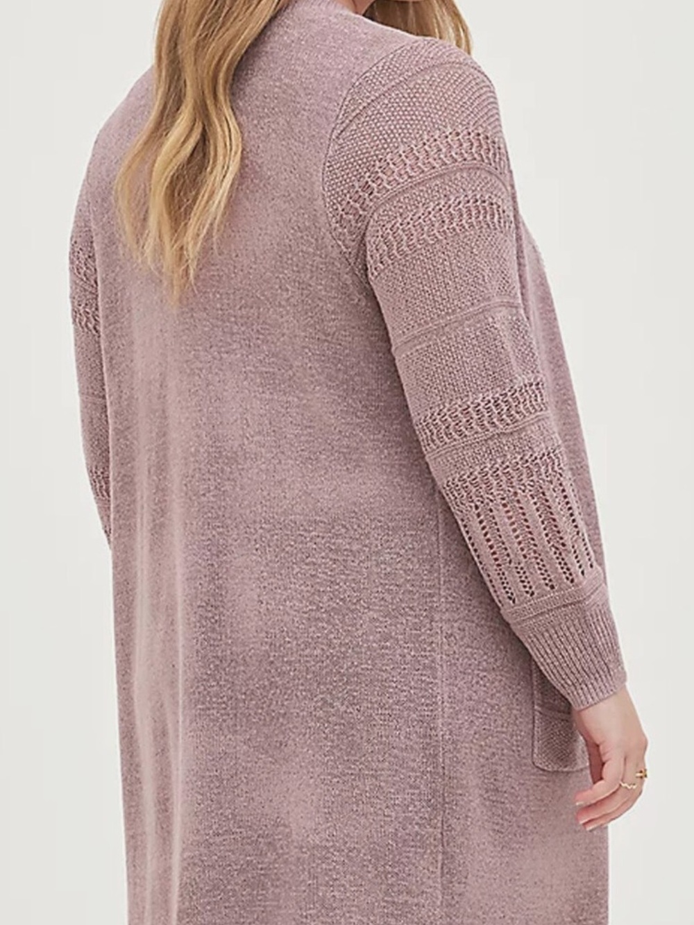 torrid Dusty Mauve Open-Front Long Duster Cardigan Sweater - Picture 2 of 12